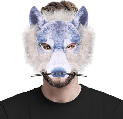 قناع وجه حيوان على شكل بومة وذئب قناع تنكر للهالوين للرجال والنساء ديكور واقعي للطيور المفترسة للحفلات التنكرية in Kuwait