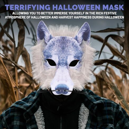 قناع وجه حيوان على شكل بومة وذئب قناع تنكر للهالوين للرجال والنساء ديكور واقعي للطيور المفترسة للحفلات التنكرية in Kuwait