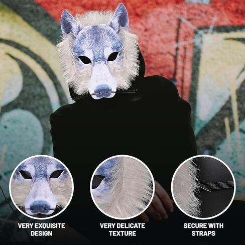 قناع وجه حيوان على شكل بومة وذئب قناع تنكر للهالوين للرجال والنساء ديكور واقعي للطيور المفترسة للحفلات التنكرية in Kuwait