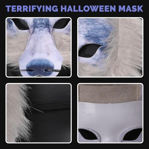 قناع وجه حيوان على شكل بومة وذئب قناع تنكر للهالوين للرجال والنساء ديكور واقعي للطيور المفترسة للحفلات التنكرية in Kuwait