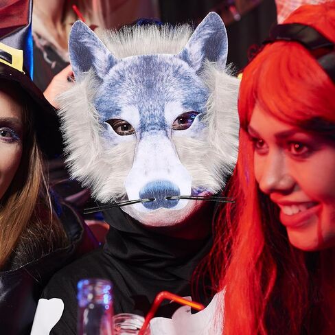 قناع وجه حيوان على شكل بومة وذئب قناع تنكر للهالوين للرجال والنساء ديكور واقعي للطيور المفترسة للحفلات التنكرية in Kuwait