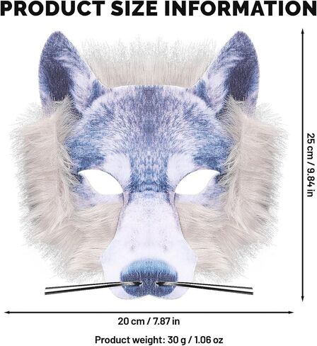 قناع وجه حيوان على شكل بومة وذئب قناع تنكر للهالوين للرجال والنساء ديكور واقعي للطيور المفترسة للحفلات التنكرية in Kuwait