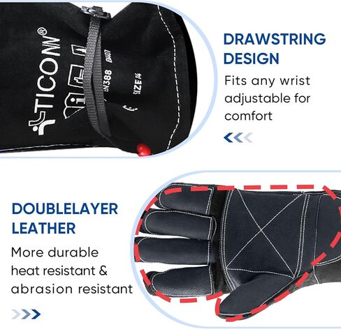 TICONN Welding Gloves, 1000°F Fire Heat Resistant Gloves Fireproof Leather Gloves in Saudi Arabia