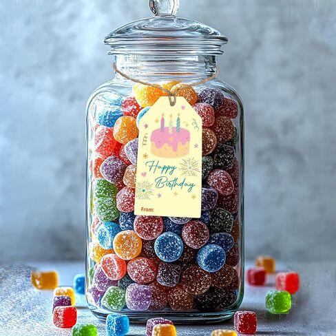 Fancy Land Birthday Gift Tags 60 Pcs Colorful Happy Birthday Hanging Gift Tags with Strings 2 X 3.5 Party Celebrate in Saudi Arabia