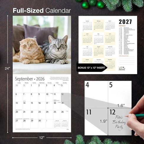 MICASA Black Cats 2024 Hangable Monthly Wall Calendar | 12" x 24" Open | Thick & Sturdy Paper | Giftable | Cute Kitten | Marvelous & Mysterious Kitties in Kuwait