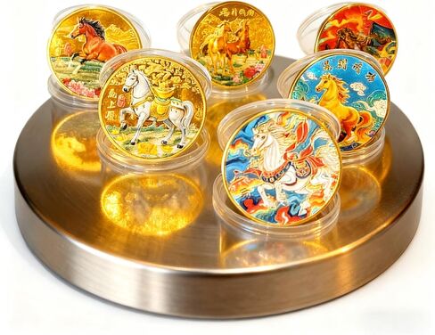 6 قطع من عملات الحظ السعيد، مخلوقات أسطورية آسيوية قديمة، 5 لونج وأسماك كوي، مجموعات عملات محظوظة لتذكرة اليانصيب، أداة خدش عملات معدنية جديدة لهدايا مجموعة ثروة المكتب (الحصان) in Kuwait