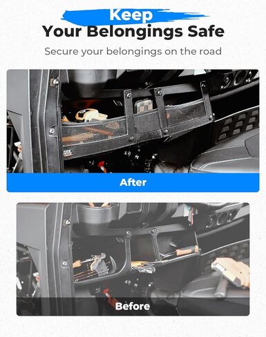 KEMIMOTO UTV Dash Storage Net Compatible With Polaris Ranger 1000/ XP1000/ Crew 1000/ Crew XP 1000 2017-2025, Fall Prevention Design UTV Dashboard Storage Net (No Speaker Compatibility) in Saudi Arabia