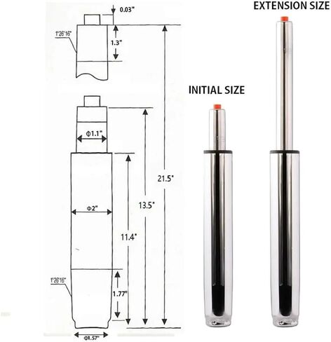 1PCS The 4th Generation Chair Lifter Hydraulic Rod Cylinder Replacement Pneumatic Shock Office Parts(No.60 Silver) in Saudi Arabia