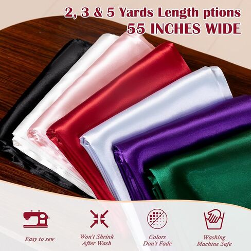قماش الساتان من The Yard، 2 ياردة 55 بوصة واسعة من نسيج الساتان الحريري الناعم الحريري الفاخر باللون الأخضر الزمردي، نسيج قماش لامع لفستان الزفاف الزفاف، صناعة الملابس، الحرف اليدوية اليدوية، الخياطة، ديكور المنزل in Kuwait