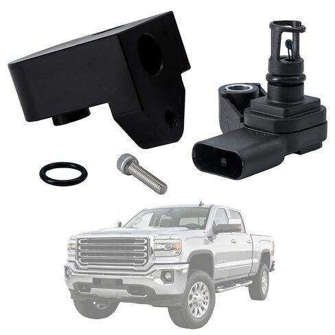 Intake Air Pressure and Temperature Sensor MAP Sensor+Spacer Kit Compatible with GMC Sierra Chevrolet Silverado 2500HD 3500HD 6.6L Diesel Engine Replace 12681993 12707766 in Saudi Arabia