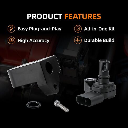 Intake Air Pressure and Temperature Sensor MAP Sensor+Spacer Kit Compatible with GMC Sierra Chevrolet Silverado 2500HD 3500HD 6.6L Diesel Engine Replace 12681993 12707766 in Saudi Arabia