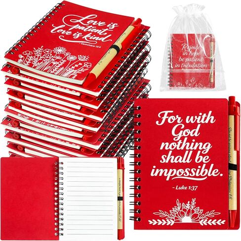 30 Set Christian Gifts Bulk Prayer Journal Spiral Red Notebooks, Inspirational Notepad with Bible Verse Pen & Organza Bags, Perfect Religious Gifts for Women, Bible Study Groups, Church Members & Devotions in Saudi Arabia