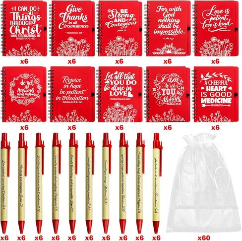30 Set Christian Gifts Bulk Prayer Journal Spiral Red Notebooks, Inspirational Notepad with Bible Verse Pen & Organza Bags, Perfect Religious Gifts for Women, Bible Study Groups, Church Members & Devotions in Saudi Arabia