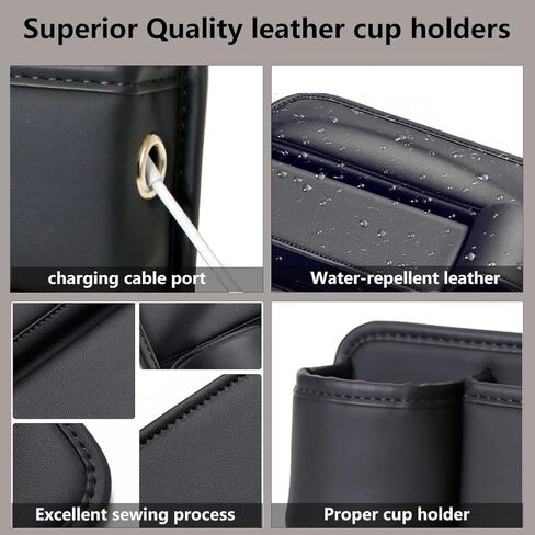Car Seat Gap Filler Organizer with Cup Holders, Seat Gap Storage Box for Drinks, Phones, Keys, Sunglasses, Cards, and Small Essentials (Black, Driver's Seat) in Saudi Arabia