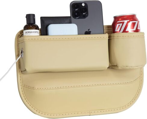 Car Seat Gap Filler Organizer with Cup Holders, Seat Gap Storage Box for Drinks, Phones, Keys, Sunglasses, Cards, and Small Essentials (Black, Driver's Seat) in Saudi Arabia