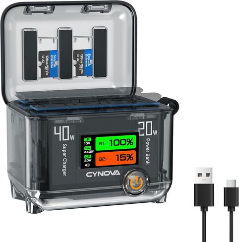CYNOVA Insta 360 X4 Battery Charger for Insta360 X4 Accessories, Intelligent OLED Screen Two-Way Charging Hub for Insta360 X4, Fast Charger Hub for Insta 360 x4 Accessories with Micro SD Card Slots in Saudi Arabia