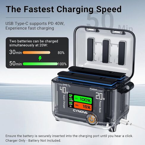 CYNOVA Insta 360 X4 Battery Charger for Insta360 X4 Accessories, Intelligent OLED Screen Two-Way Charging Hub for Insta360 X4, Fast Charger Hub for Insta 360 x4 Accessories with Micro SD Card Slots in Saudi Arabia