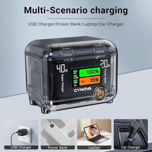 CYNOVA Insta 360 X4 Battery Charger for Insta360 X4 Accessories, Intelligent OLED Screen Two-Way Charging Hub for Insta360 X4, Fast Charger Hub for Insta 360 x4 Accessories with Micro SD Card Slots in Saudi Arabia