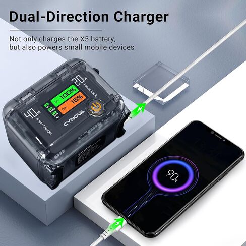 CYNOVA Insta 360 X4 Battery Charger for Insta360 X4 Accessories, Intelligent OLED Screen Two-Way Charging Hub for Insta360 X4, Fast Charger Hub for Insta 360 x4 Accessories with Micro SD Card Slots in Saudi Arabia