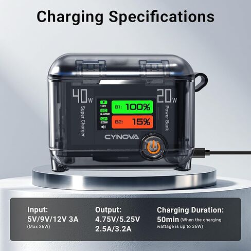 CYNOVA Insta 360 X4 Battery Charger for Insta360 X4 Accessories, Intelligent OLED Screen Two-Way Charging Hub for Insta360 X4, Fast Charger Hub for Insta 360 x4 Accessories with Micro SD Card Slots in Saudi Arabia