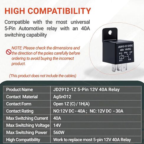 6 عبوات 5 دبابيس 12 فولت 40 أمبير مرحل متعدد الأغراض عالي التحمل - متوافق مع 00432101، 109748، 430-300، 00432100، 109748X، سيارة، قارب، Ariens EZR1440 EZR1540 EZR1640 in Kuwait