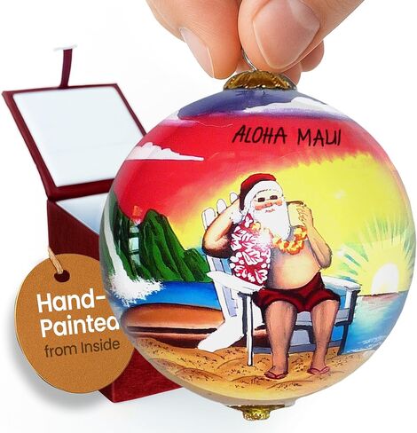 Plumeria Maui Christmas Ornament Collectible Hand-Painted Glass with Gift Box PCH/M in Saudi Arabia