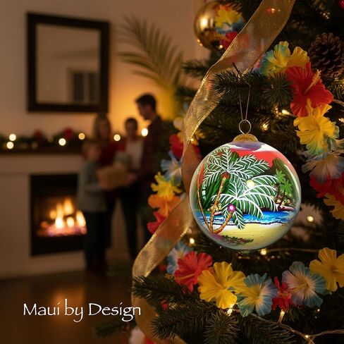 Plumeria Maui Christmas Ornament Collectible Hand-Painted Glass with Gift Box PCH/M in Saudi Arabia