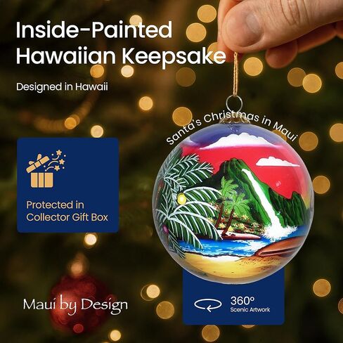 Plumeria Maui Christmas Ornament Collectible Hand-Painted Glass with Gift Box PCH/M in Saudi Arabia