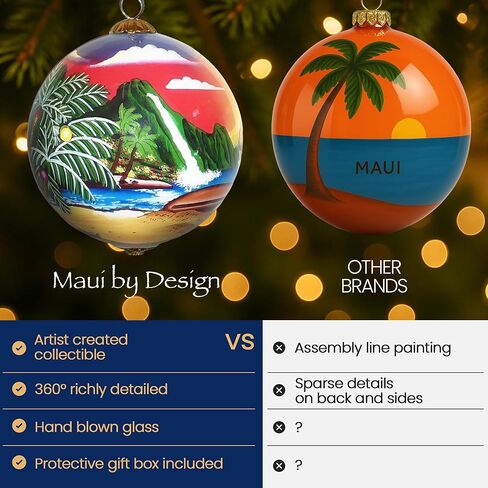 Plumeria Maui Christmas Ornament Collectible Hand-Painted Glass with Gift Box PCH/M in Saudi Arabia