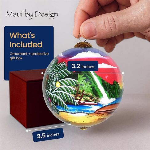 Plumeria Maui Christmas Ornament Collectible Hand-Painted Glass with Gift Box PCH/M in Saudi Arabia