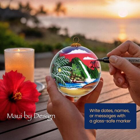 Plumeria Maui Christmas Ornament Collectible Hand-Painted Glass with Gift Box PCH/M in Saudi Arabia