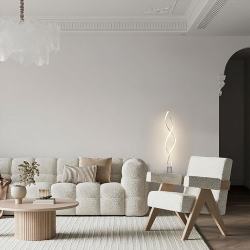 Brightech Embrace مصباح أرضي LED قابل للتعتيم - مصباح قائم حلزوني حديث قابل للتعديل لغرف المعيشة والمكاتب - مصباح طاولة طويل القامة 2 في 1 لقراءة غرفة النوم - فضي in Kuwait
