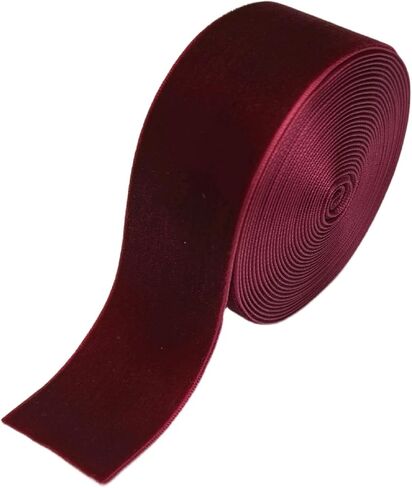 5 Yards 1 1/2"(40mm) Burgundy Velvet Ribbon, Premium Decorative Trim,Wine, Merry Christmas Gift Box Deco in Saudi Arabia