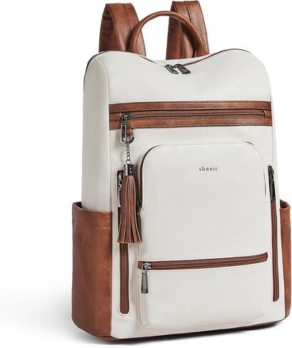 Shrrie Upgraded Large Travel Laptop Backpack with Laptop Compartmetn Fits 17 inch Laptop,Waterproof Vegan Leather Computer Backpack for Women and Men Work Business College in Saudi Arabia
