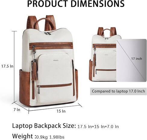 Shrrie Upgraded Large Travel Laptop Backpack with Laptop Compartmetn Fits 17 inch Laptop,Waterproof Vegan Leather Computer Backpack for Women and Men Work Business College in Saudi Arabia