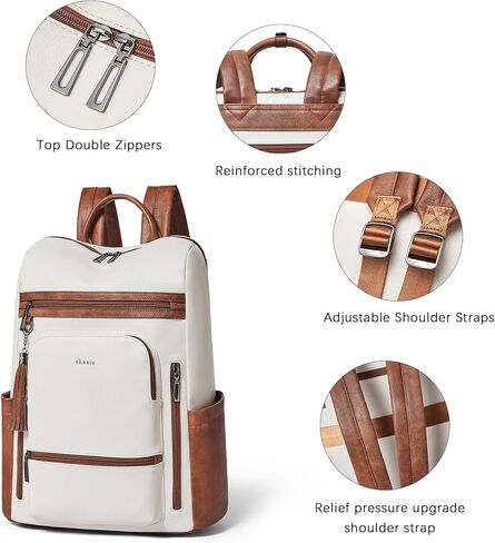 Shrrie Upgraded Large Travel Laptop Backpack with Laptop Compartmetn Fits 17 inch Laptop,Waterproof Vegan Leather Computer Backpack for Women and Men Work Business College in Saudi Arabia