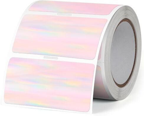 Holographic Thermal Labels 2 X 1 Inch Vinyl Self-Adhesive Stickers Waterproof Rainbow Printer Rectangle Decals Name Tag for DIY Logo Design 300 PCS in Kuwait
