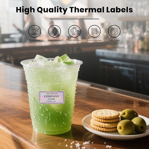 Holographic Thermal Labels 2 X 1 Inch Vinyl Self-Adhesive Stickers Waterproof Rainbow Printer Rectangle Decals Name Tag for DIY Logo Design 300 PCS in Kuwait