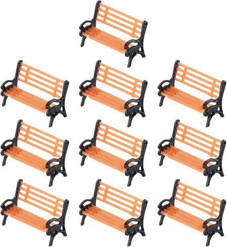 Model Train HO Scale 1:87 Bench Chair Settee Street Layout Kit, 10 pcs, Compatible with Scale, Plastic Model Accessories for Realistic Scene Decoration in Saudi Arabia