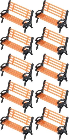 Model Train HO Scale 1:87 Bench Chair Settee Street Layout Kit, 10 pcs, Compatible with Scale, Plastic Model Accessories for Realistic Scene Decoration in Saudi Arabia