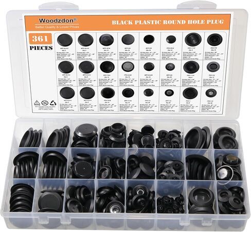60pcs Flush Mount Black Hole Plug Assortment for Auto Body and Sheet Metal BPF Series Fit Hole Sizes 1/4, 3/8, 1/2, 5/8, 11/16, 3/4, 7/8, 15/16, 2-1/8 inch Flush Head Type Plastic Plug Button in Saudi Arabia