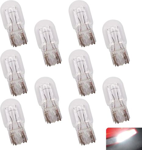 10 PCS 168 194 192 T10 Halogen Light Bulbs, Warm White T10 Halogen Bulb, 12V 5W License Plate Light Side Marker Dashboard Dome Light Bulb Replacement for Cars, Trucks, SUVs (White) in Saudi Arabia
