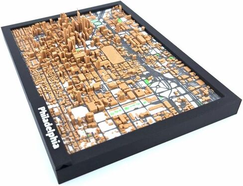 Philadelphia 3D City Map – Framed Miniature Downtown Skyline Model | Desk & Shelf Decor Gift (7" x 5") in Saudi Arabia
