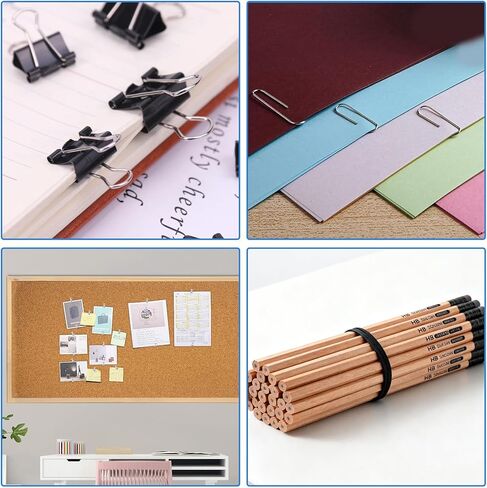 مجموعة أوراق ومشابك بأحجام متنوعة، 500 قطعة من مشابك المكتب المعدنية السوداء مجموعة أربطة مطاطية للمنزل والمدرسة واللوازم المكتبية in Kuwait