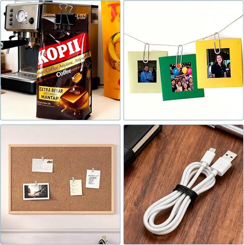 مجموعة أوراق ومشابك بأحجام متنوعة، 500 قطعة من مشابك المكتب المعدنية السوداء مجموعة أربطة مطاطية للمنزل والمدرسة واللوازم المكتبية in Kuwait