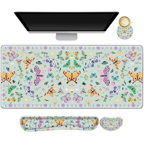 ARTSO Large Gaming Mouse Pad, Keyboard Wrist Rest Pad & Wrist Support Mousepad Set, Stitched Edge, Extended, Non-Slip Base, Memory Foam Desk Mat for Office, Home, Abstract Art Marble in Kuwait