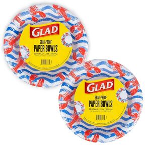 Glad Everyday Round Disposable Paper Bowls with Lobster Waves Design,| Cut-Resistant, Microwavable Paper Plates for All Foods & Daily Use | 12oz, 50 Count in Kuwait