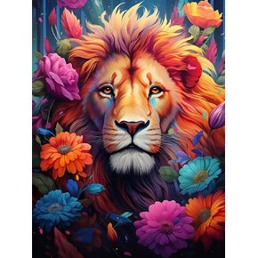Reofrey DIY Diamond Art Kits for Adults Lion, Animals Full Drill Round Rhinestone Diamond Painting Kits, Cross Stitch Embroidery Canvas for Crafts Home Wall Decor 30x40cm in Kuwait