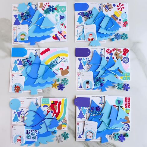 Winlyn 24 مجموعة من ديكورات الشتاء DIY 3D شجرة الصنوبر الحلي عيد الميلاد الحرفية مجموعات شجرة رغوة مع ملصقات رغوة ندفة الثلج احتفالية للأطفال هدية موسمية أنشطة الفصول الدراسية المنزلية تفضل الحفلات in Saudi Arabia