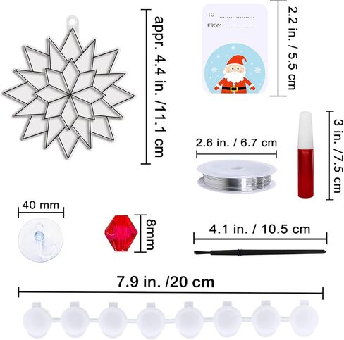 Winlyn 24 مجموعات عيد الميلاد ندفة الثلج Suncatchers الحلي الزينة DIY نافذة الطلاء الفن Suncatchers الشتاء الحرف اللوحة مجموعات للأطفال الفصول الدراسية الأنشطة الفنية مشروع حزب تفضل in Saudi Arabia
